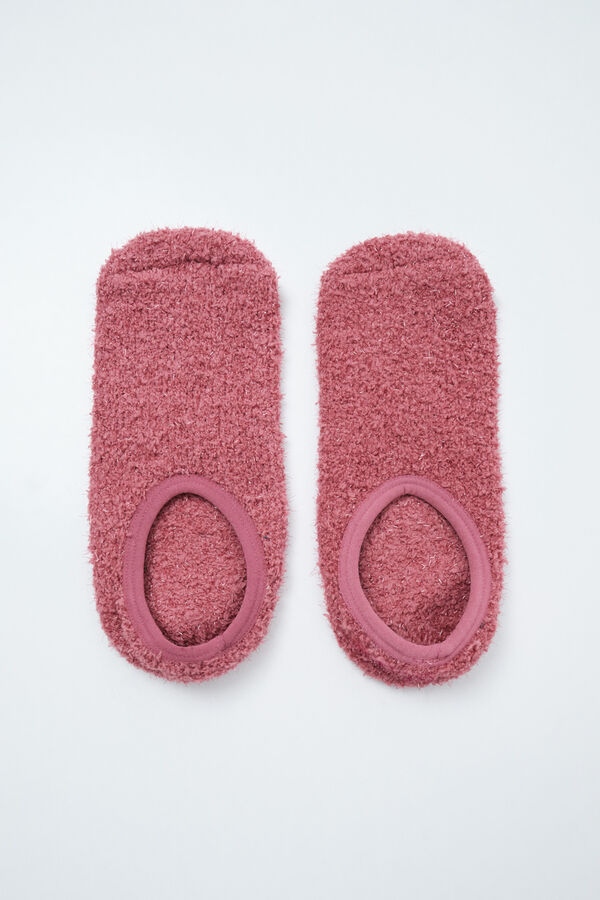 Women'secret Pink fluffy slip-on socks printed