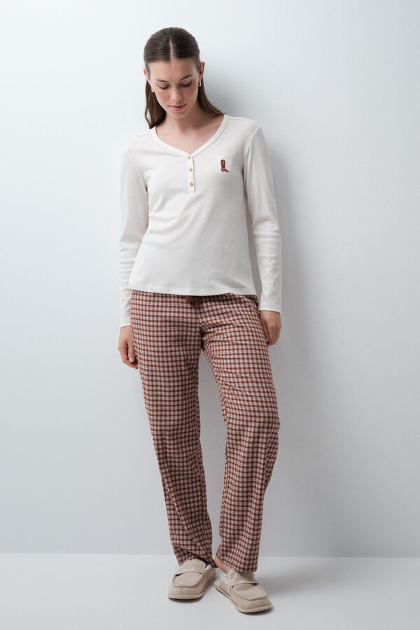 Women'secret T-shirt manches longues blanc beige