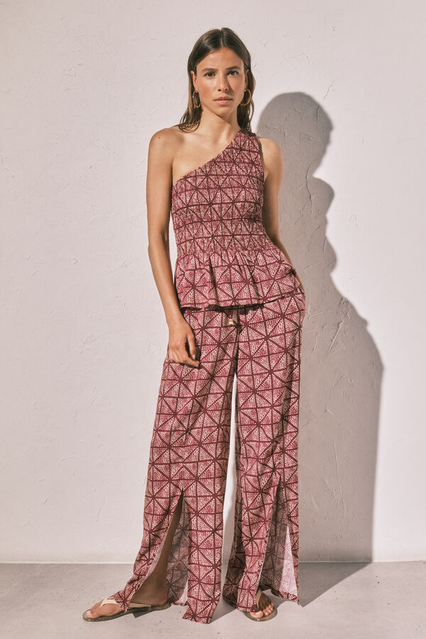 Women'secret Pantalon long &agrave; fentes aux chevilles imprim&eacute;