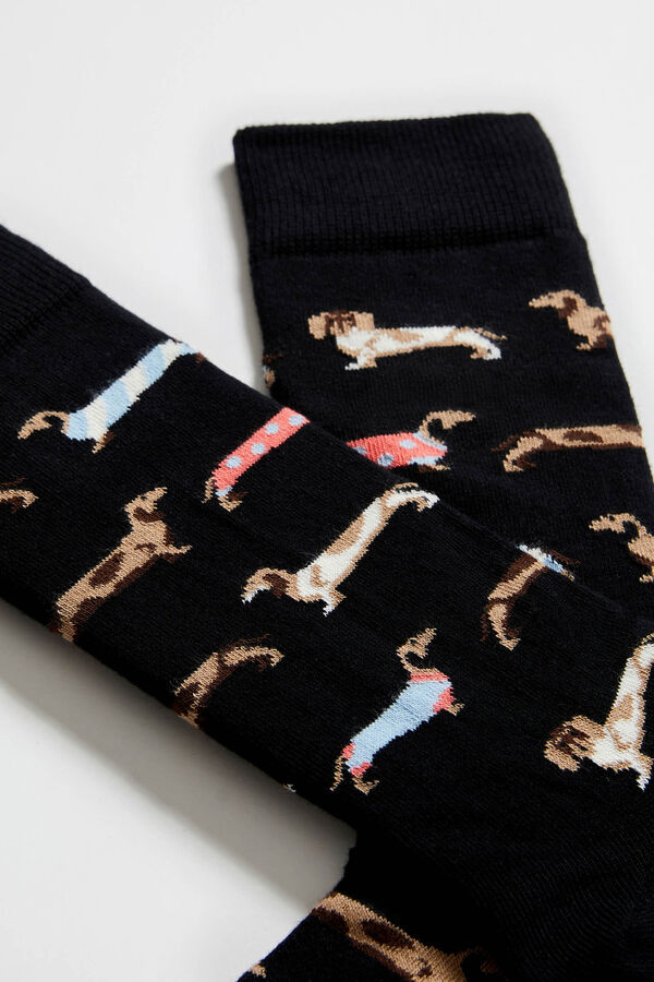Besocks Calcetines altos perro salchicha negro
