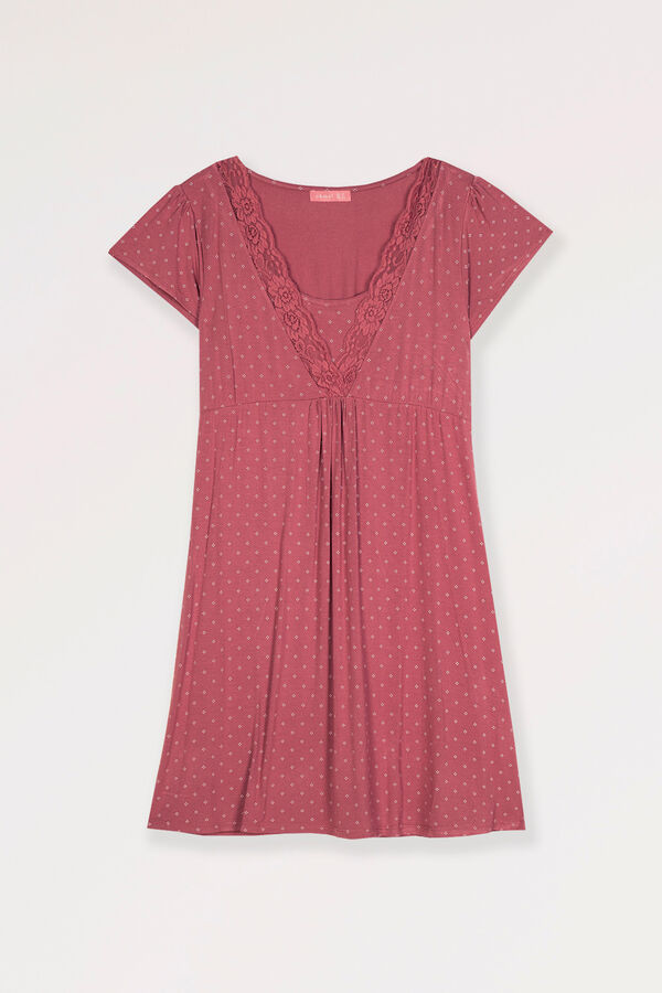 Ohma! Nursing nightgown with tie print Print