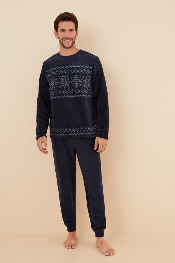 ✓ Pijama largo de hombre para invierno modal liso