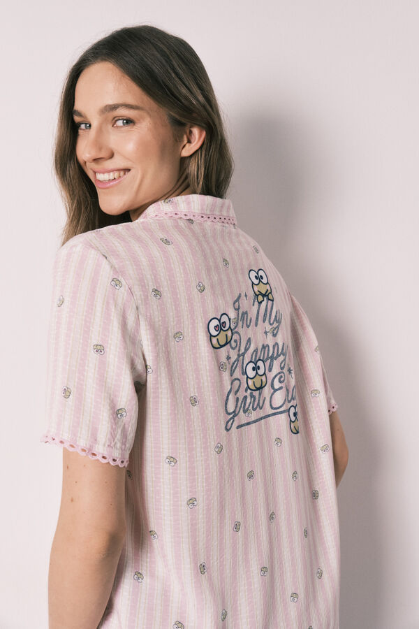 Women'secret Pyjama chemise long &agrave; rayures Keroppi beige