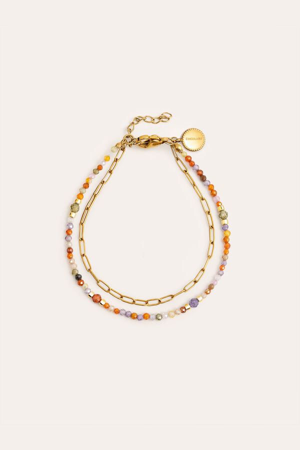 Singularu Double Crystal Summer Bracelet Gold Plated Steel imprim&eacute;