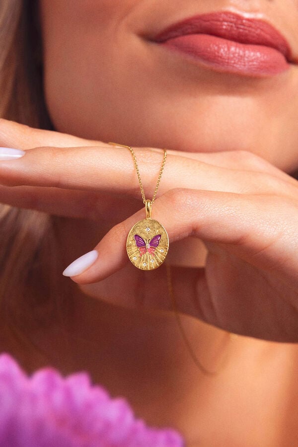 Womensecret Medallion Butterfly gold-plated rose necklace rávasalt mintás