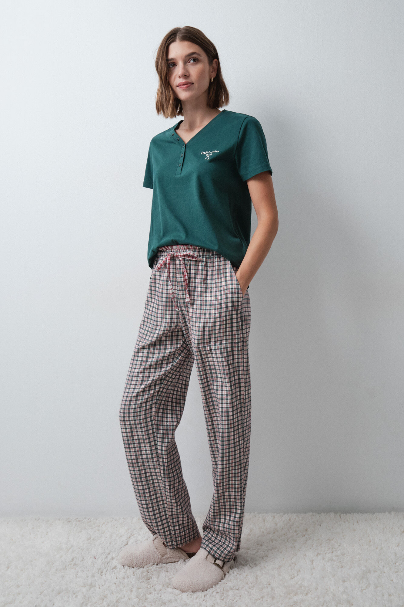 Women'secret Green plaid pyjamas trousers