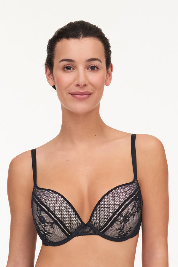 Womensecret Olivia extra push-up bra with floral lace Schwarz