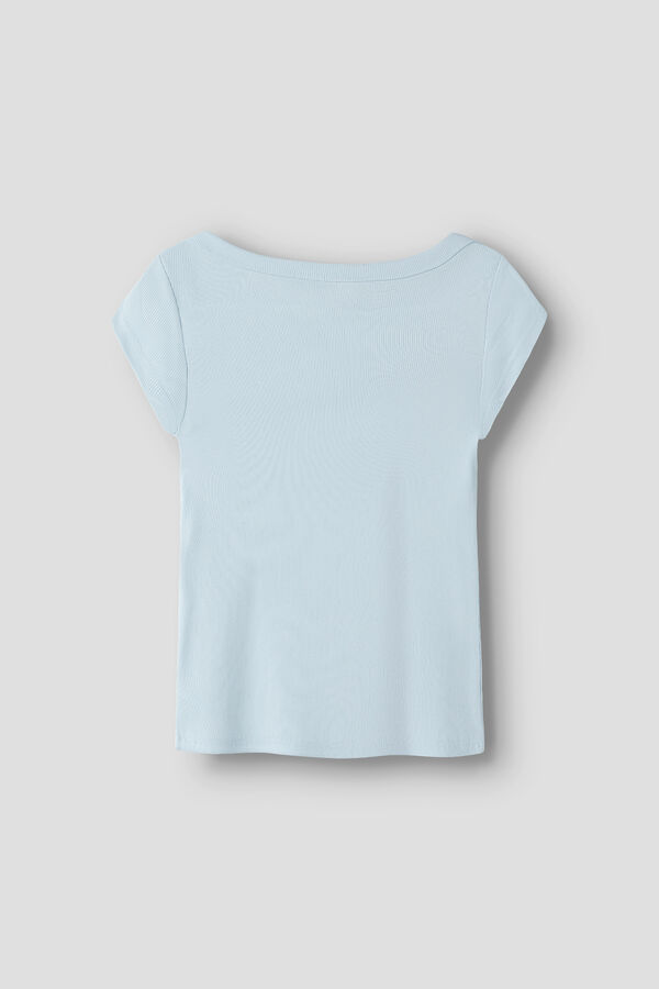 Lmtd Camiseta manga corta hombro ca&iacute;do azul