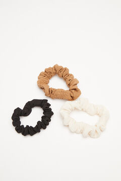 Womensecret Pack of 3 scrunchies in black, brown and white printed