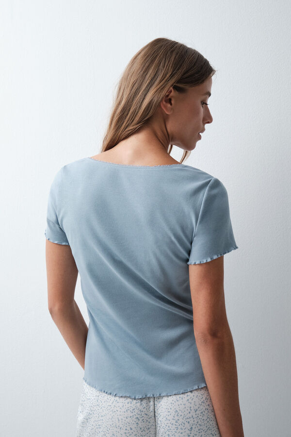 Women'secret Blue cotton short sleeve T-shirt blue