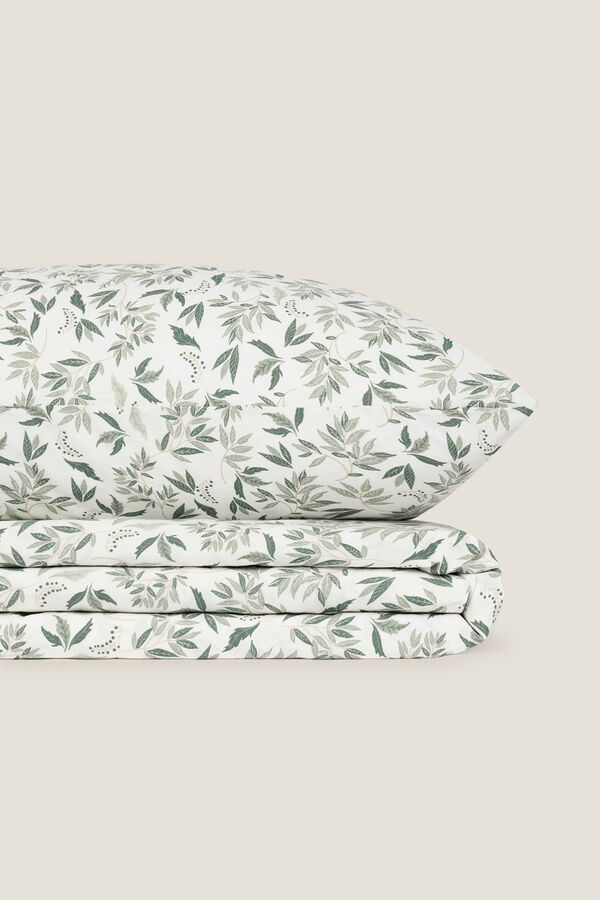 Womensecret Leaf print cotton sheet. For a 135-140 cm bed. white