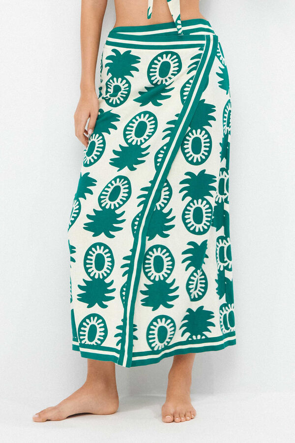 Gisela Pineapple print sarong skirt white