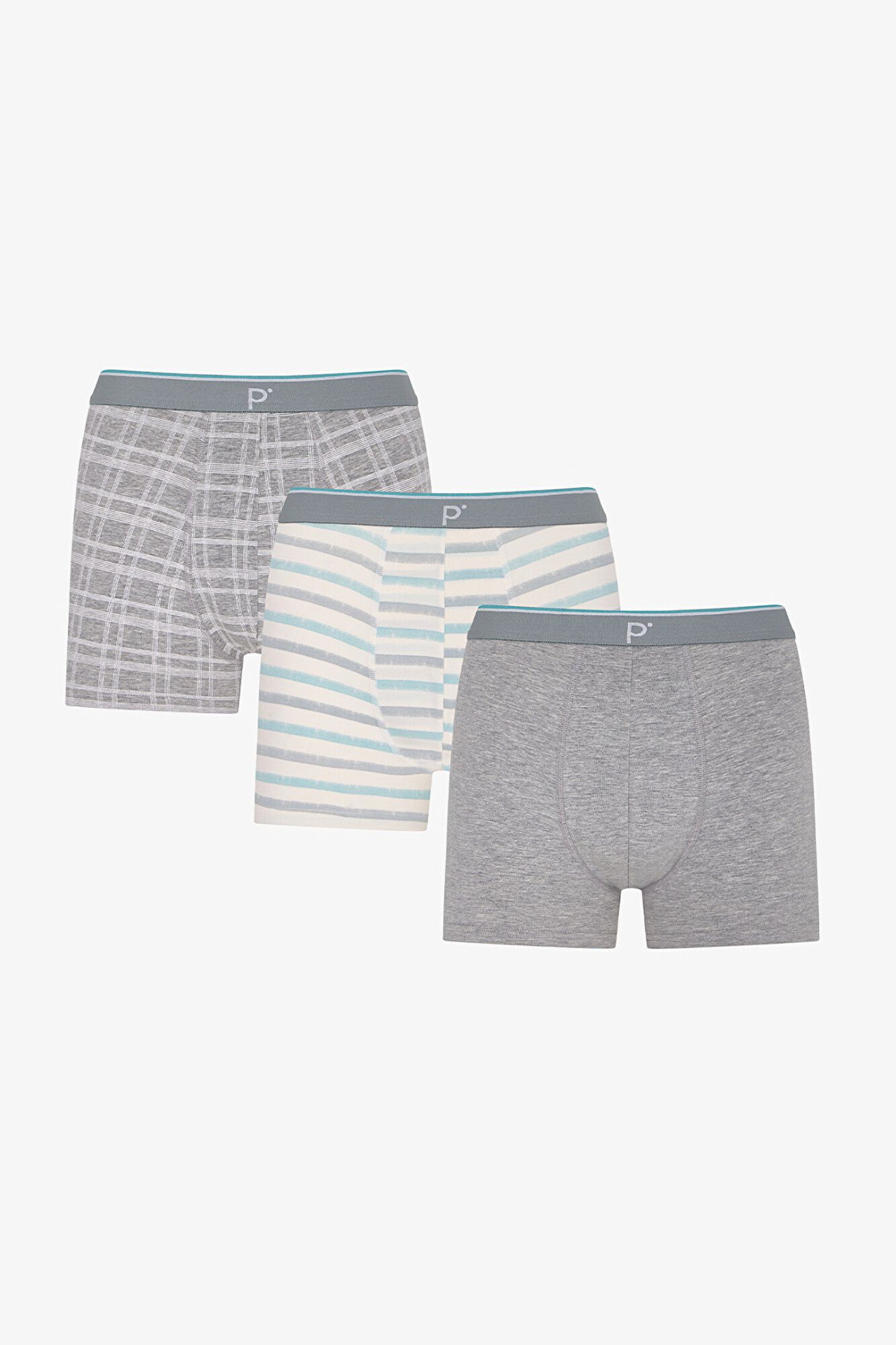 Penti Pack 3 boxers em algod&atilde;o cinza estampados