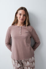 Women'secret Brown cotton long T-shirt nude