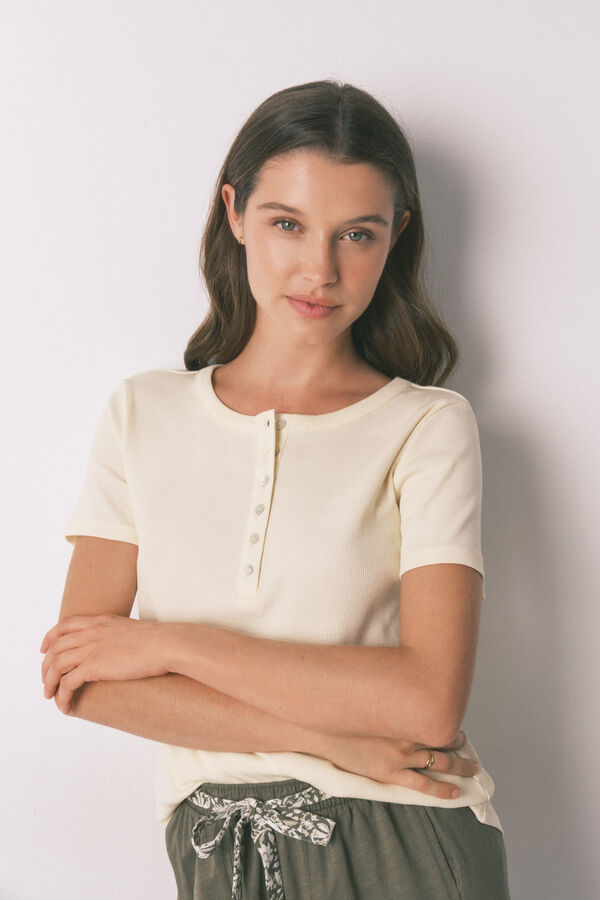 Women'secret Yellow long wrap robe printed