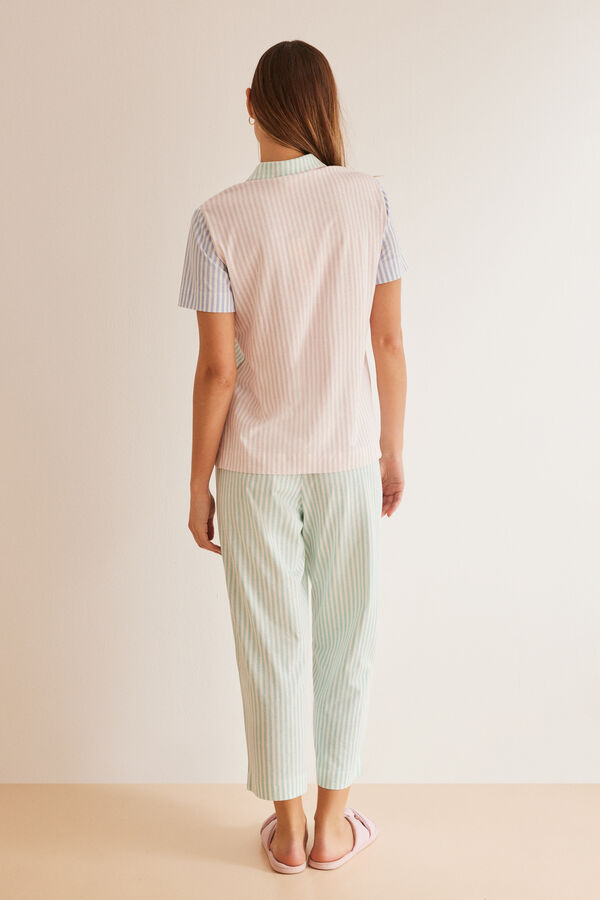 Womensecret Striped 100% cotton classic pyjamas rávasalt mintás