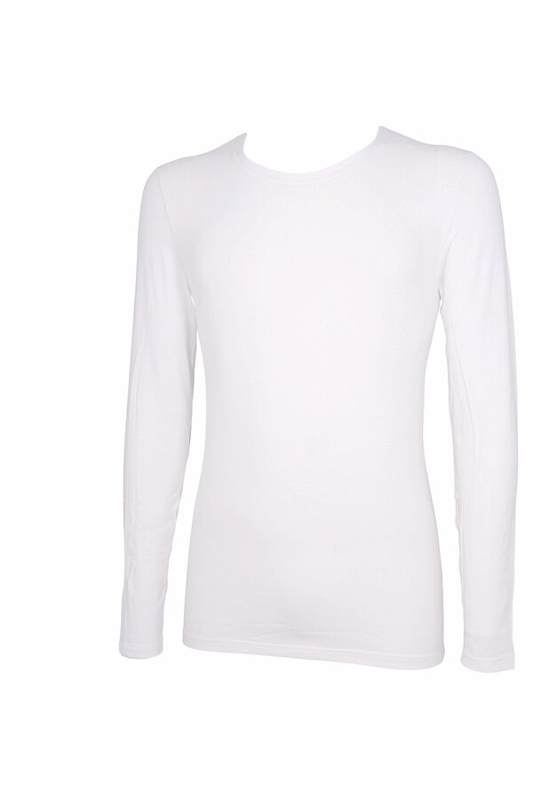 Womensecret Men's thermal round neck long-sleeved T-shirt blanc