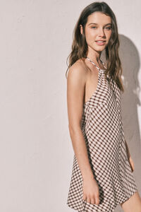 Women'secret Brown gingham print short dress