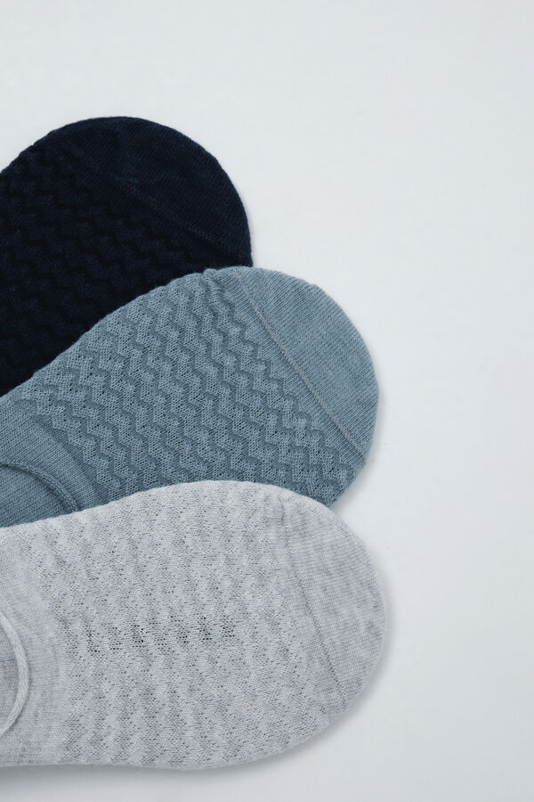 Women'secret Blue 3-pack textured no-show socks blue