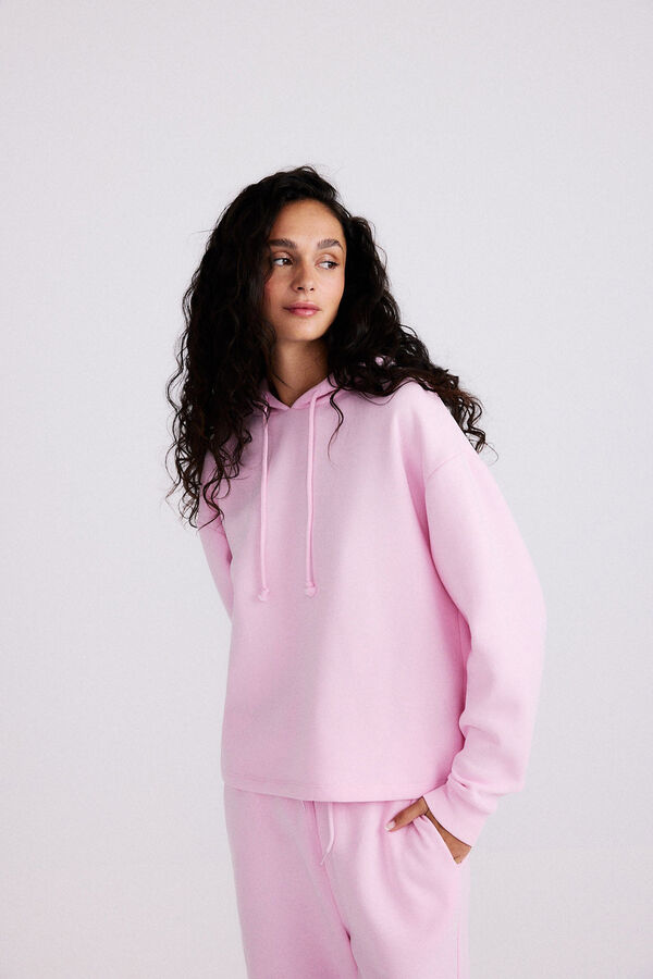 Pieces Basic hooded sweatshirt pink