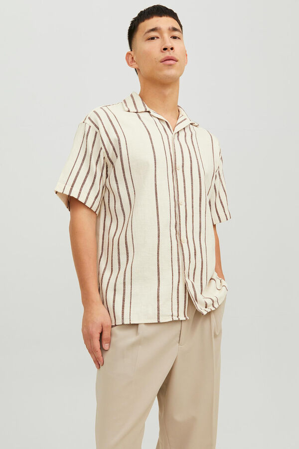 Jack & Jones Camisa de manga curta riscas cru