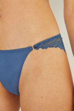 Womensecret Classic blue microfibre and lace panty blue