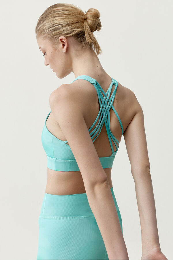 Born Living Yoga Blaues Sport-Top Elizabeth mit Print