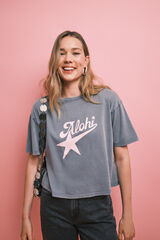 HI&BYE Grey cotton short sleeve T-shirt grey
