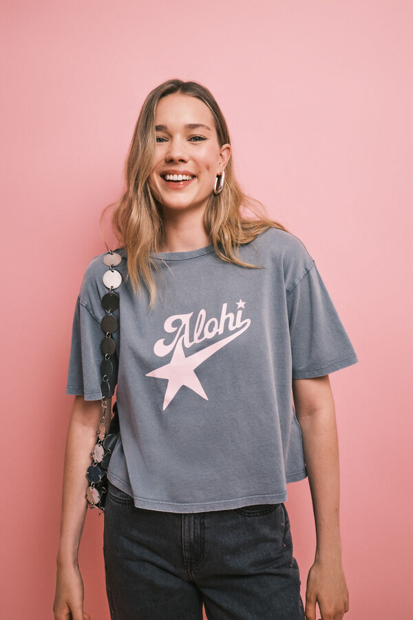 HI&BYE Grey cotton short sleeve T-shirt grey