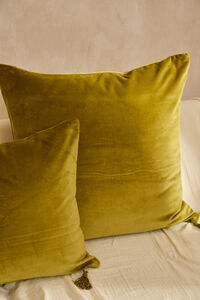 Calma House Funda de cojín cuadrada de terciopelo verde Velour