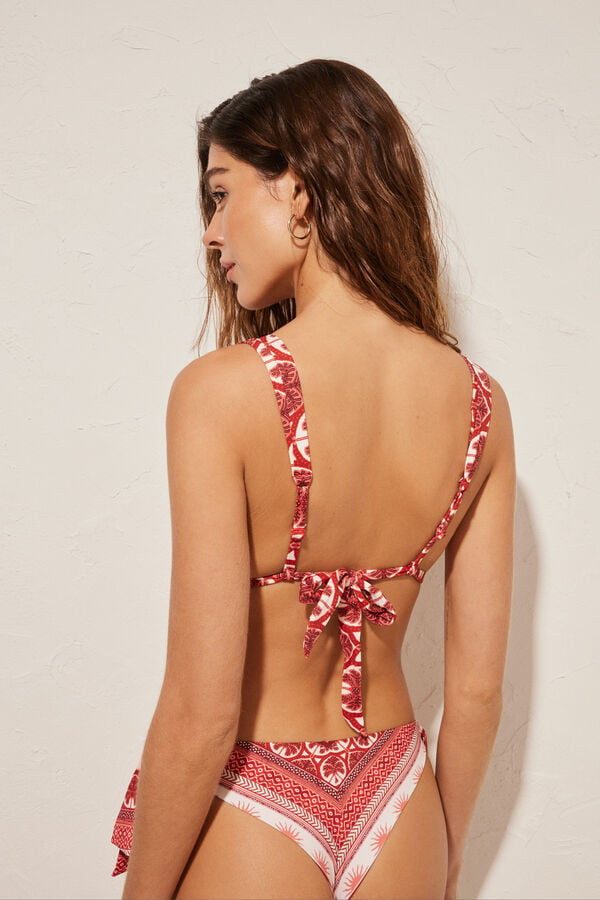 Womensecret Tropical gathered triangle bikini top printed