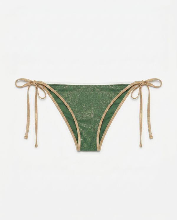 Women'secret Green lurex U-effect straps bikini bottoms beige