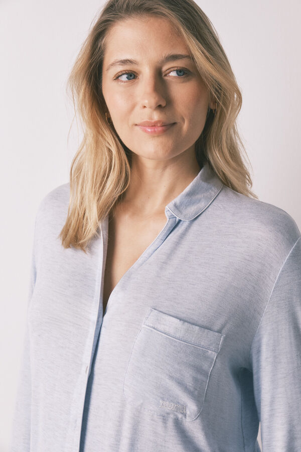 Women'secret Blue super soft maternity classic long pyjamas blue