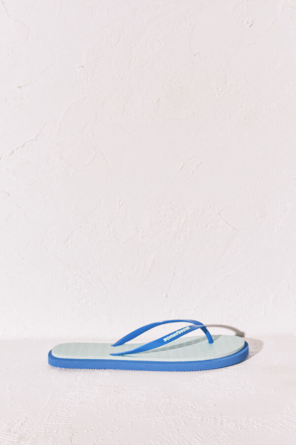 Women'secret Blue floral texture toe sandals green