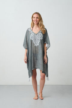 Womensecret Cotton tunic with embroidered detail gris