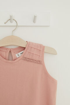 Womensecret Pyjama pour enfant court 100 % coton haut rose rose