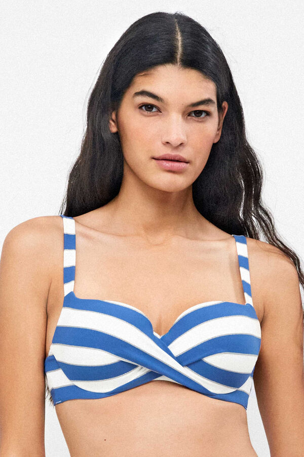 Gisela Top bikini cl&aacute;sico cruzado rayas estampado