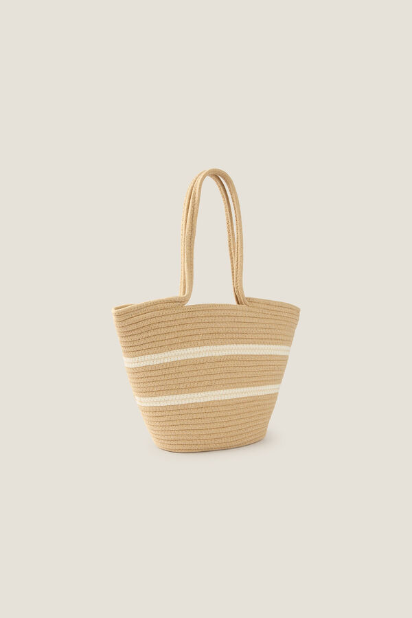Womensecret Basket beach bag in natural colour cotton rope bézs