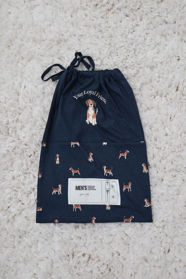 Women'secret Men's cotton dog print pyjamas blue
