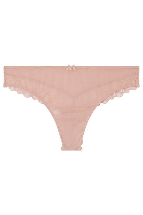 Womensecret Pink tulle and lace Brazilian panty pink
