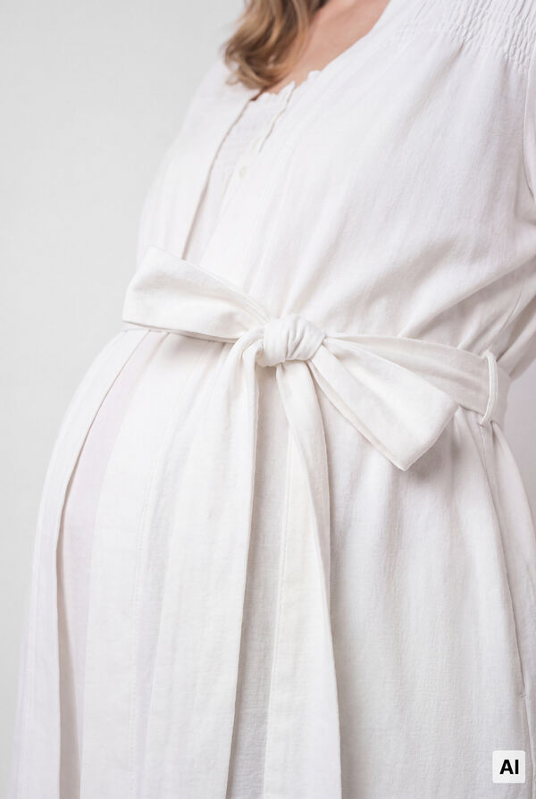 Women'secret White cotton belted robe beige