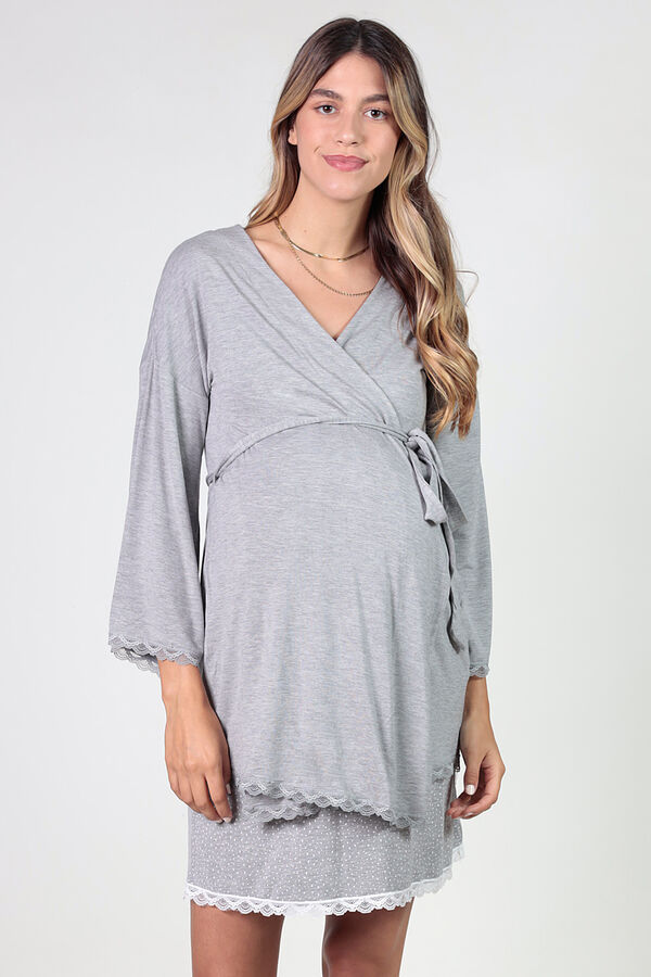 Womensecret Maternity robe with lace details gris