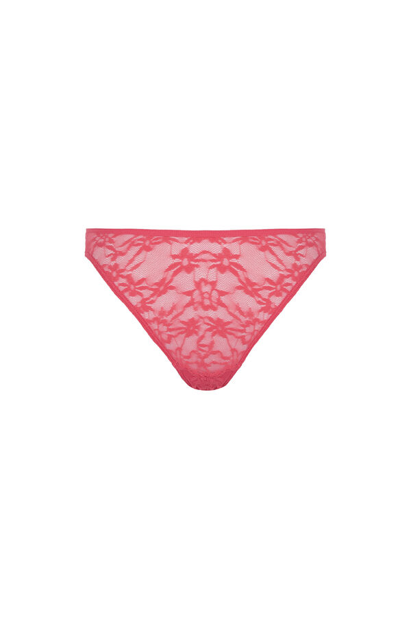 Womensecret Coral lace ruched Brazilian panty piros
