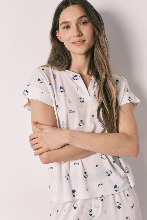 Women'secret Short sleeve pyjamas HELLO KITTY white