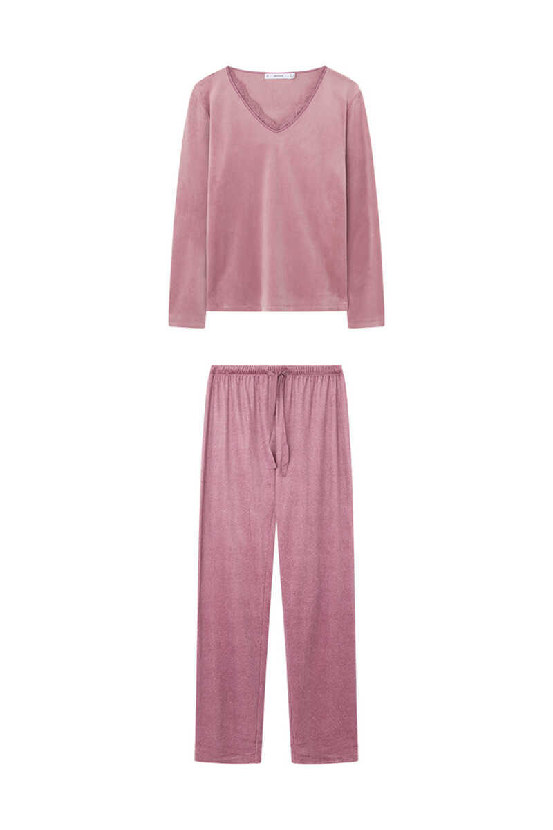 Womensecret Pink stretch velvet pyjamas pink