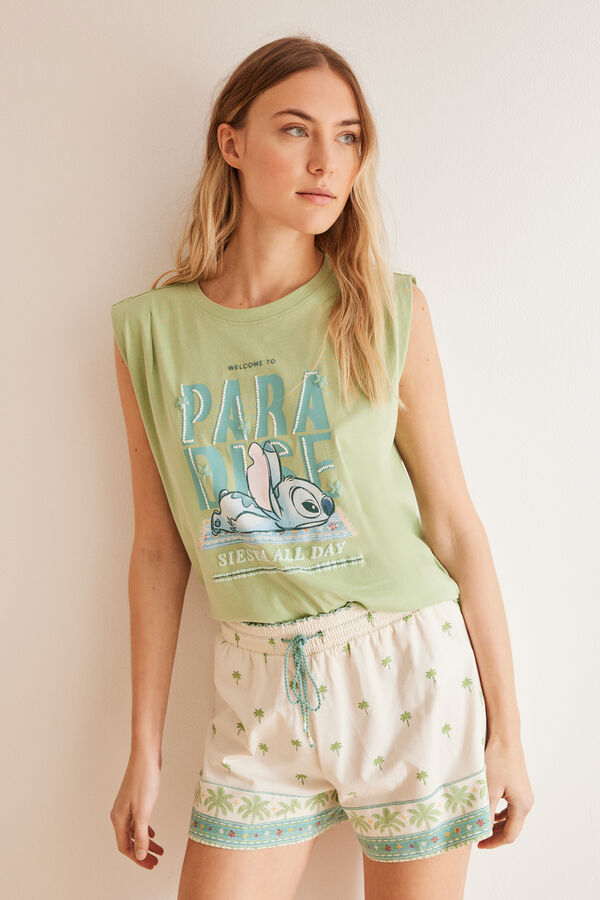 Womensecret Nähen Sie kurze Pyjamas aus 100 % Baumwolle  Grün