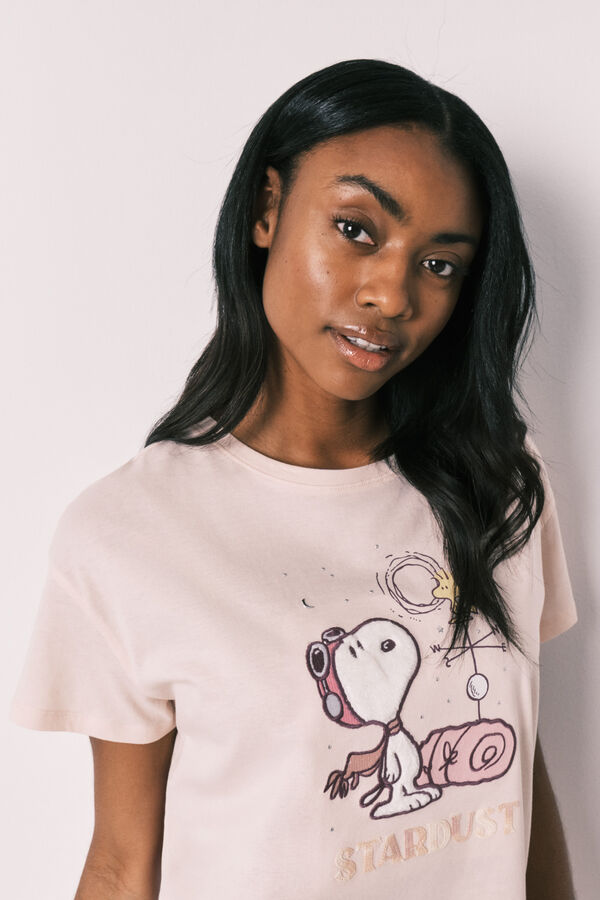 Women'secret Cotton short sleeve long pyjamas Snoopy red