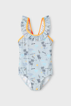 Womensecret Badeanzug für Mädchen mit Kontrastfarben und Rüschendetail mit Print