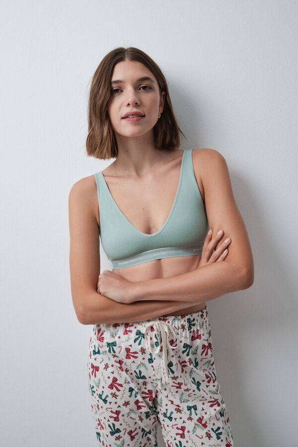 Women'secret Green microfibre halterneck bra FANTASTIC green