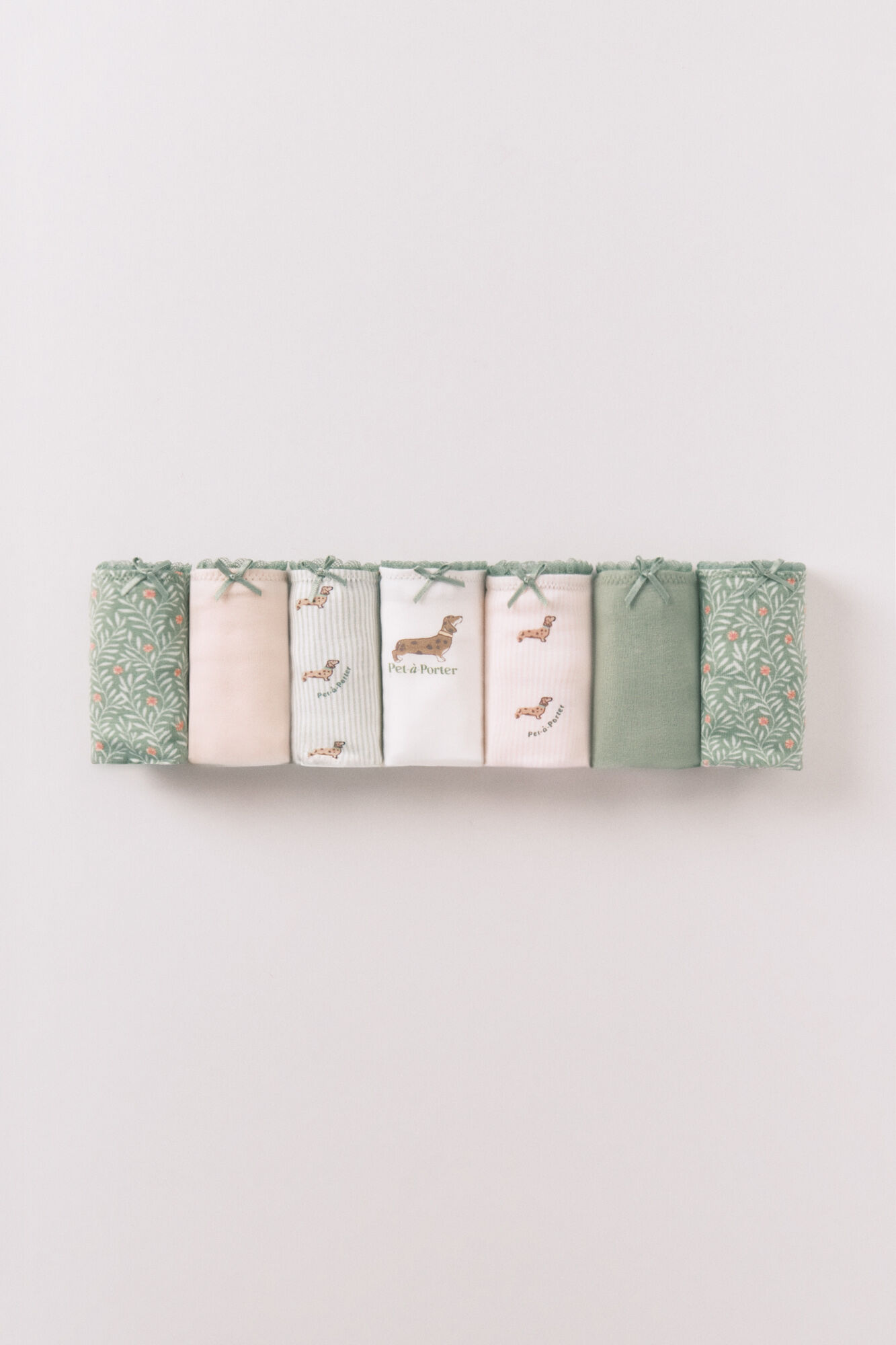 Women'secret 7-pack pink and green cotton classic panties